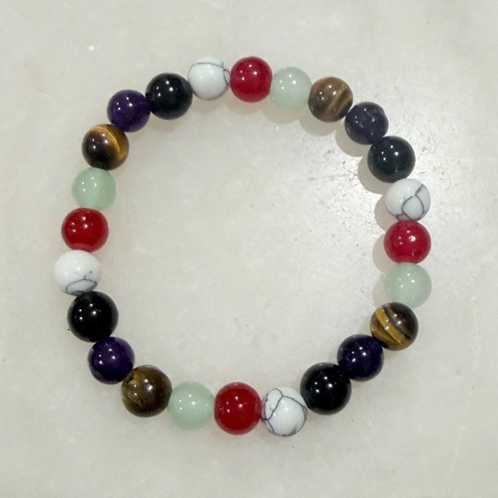 Gemstone Multicolor Crystal Beaded Stretch Bracelet 7mm & 8mm
